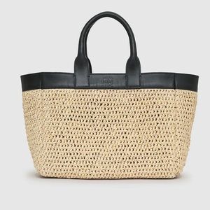 Anine Bing Large Raffia and Leather Como Beach Bag